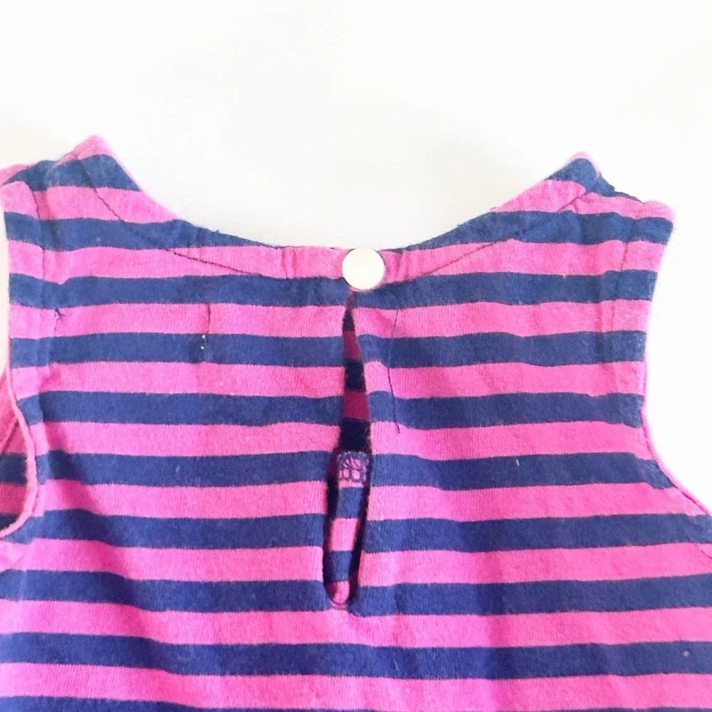 Ralph Lauren Baby Girls Pink Navy Striped Preppy Nautical Ruffle‎ Dress Size 3M
